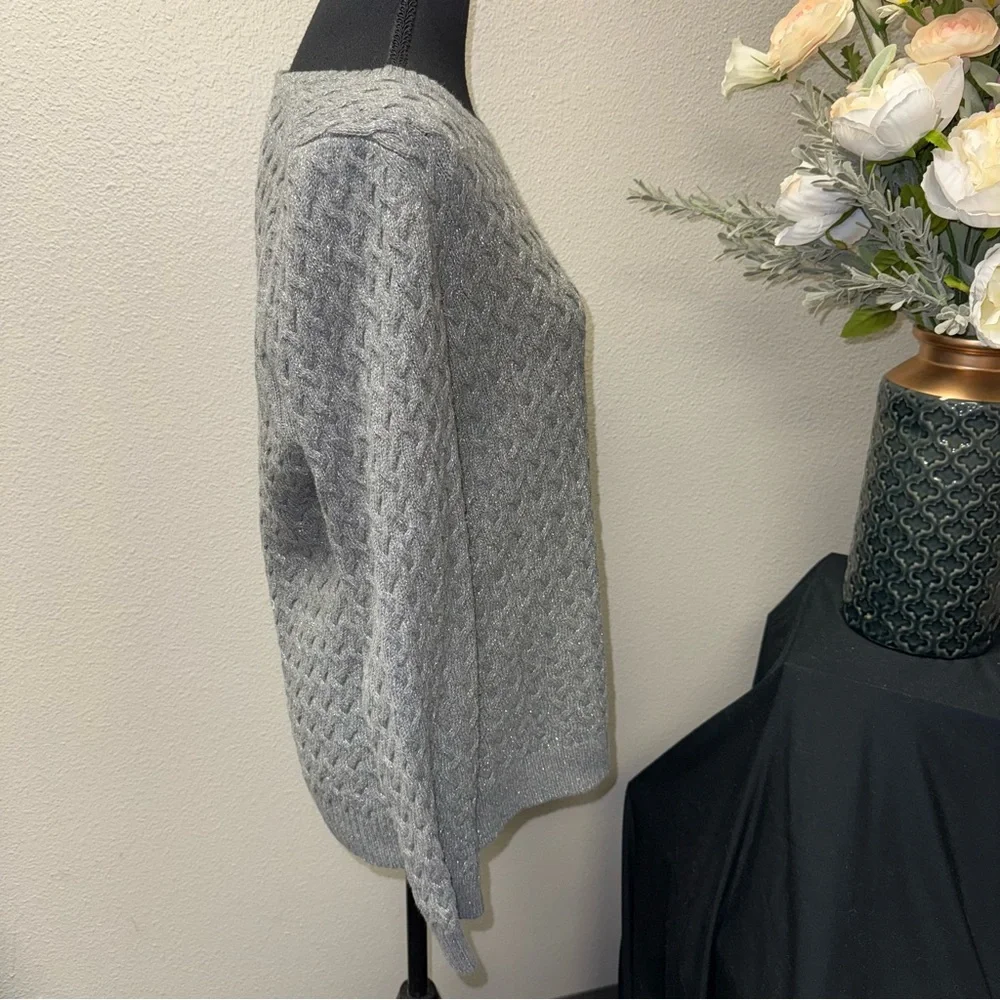 Croft & Barrow Gray Cable Knit Sweater XL Cozy Classic Fall Winter - Picture 4 of 8